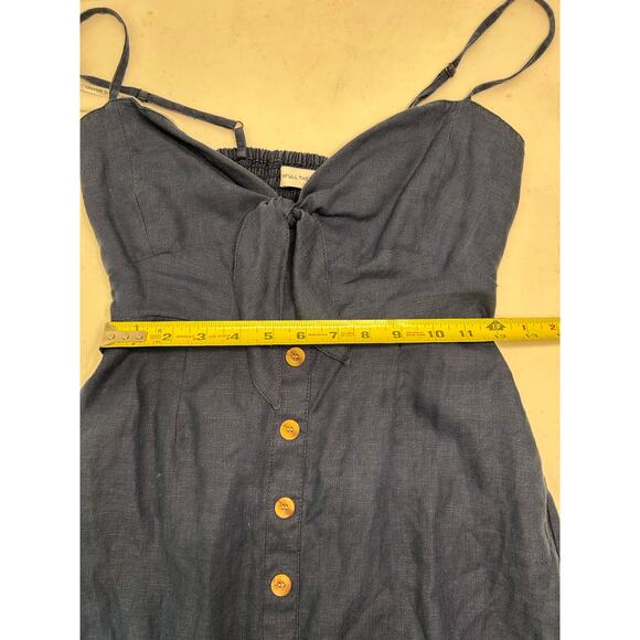 Faithfull the Brand Rodeo Navy Blue Tie-Front Dress. 100% Linen. Size 6/M - Picture 7 of 10
